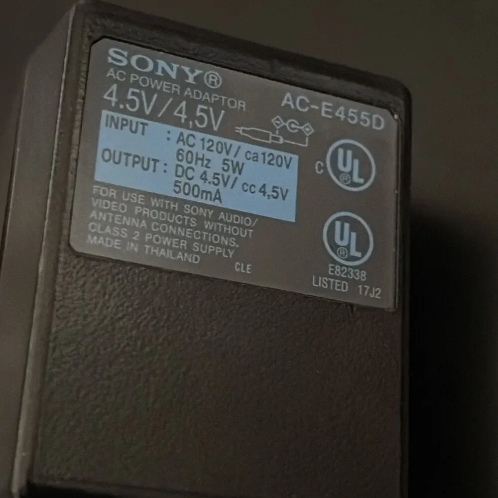Genuine Sony AC-E455D 4.5v 500mA AC Power Adapter for CD Walkman Discman
